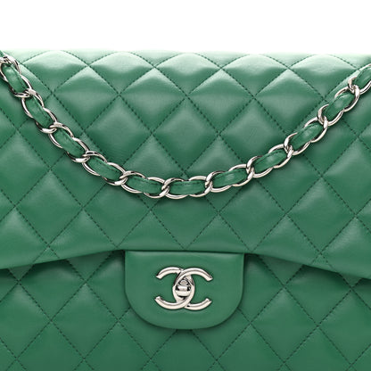 Chanel Lambskin Quilted Jumbo Double Flap Green 7 of 11