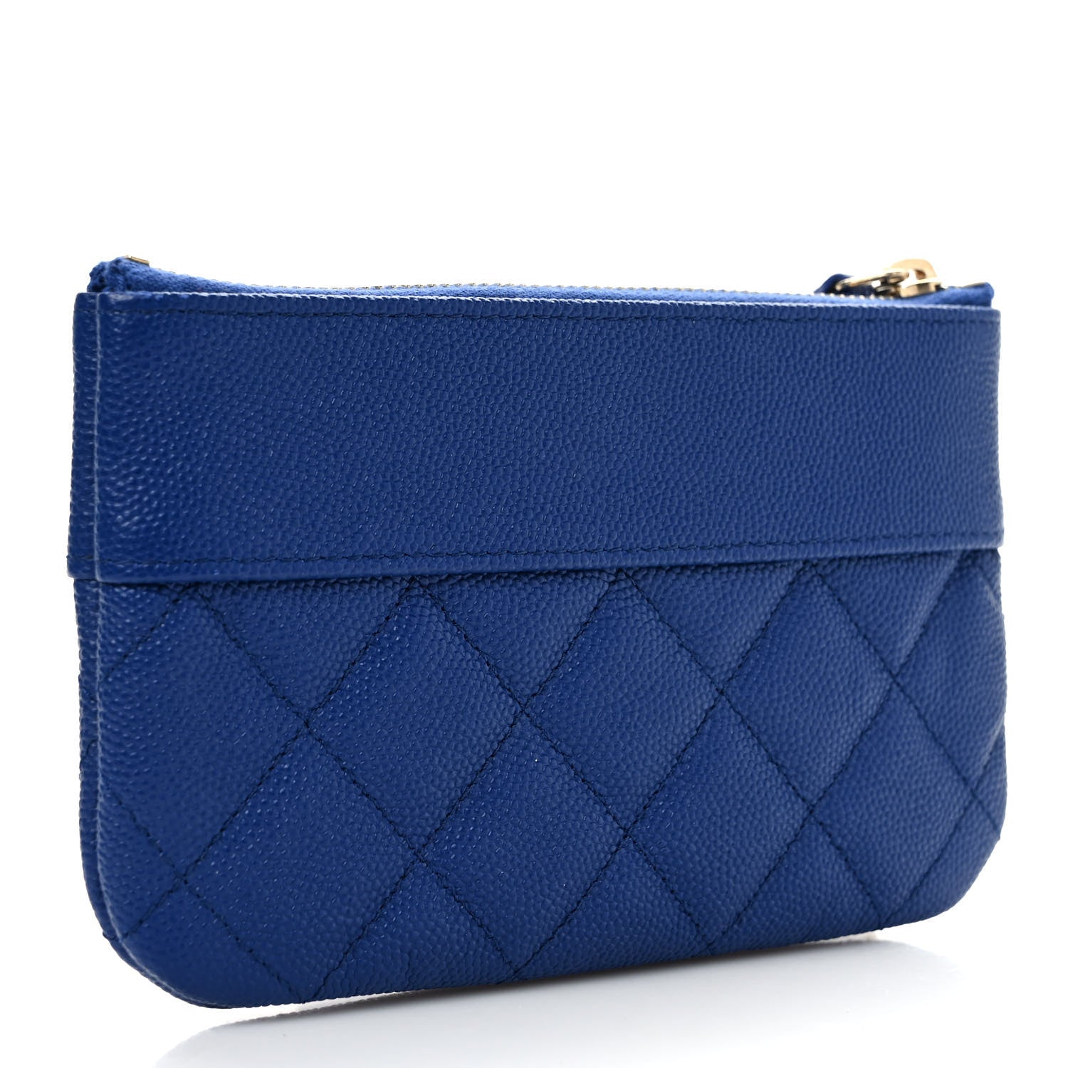Chanel Caviar Quilted Small Vintage Mademoiselle Cosmetic Case Dark Blue 3 of 7