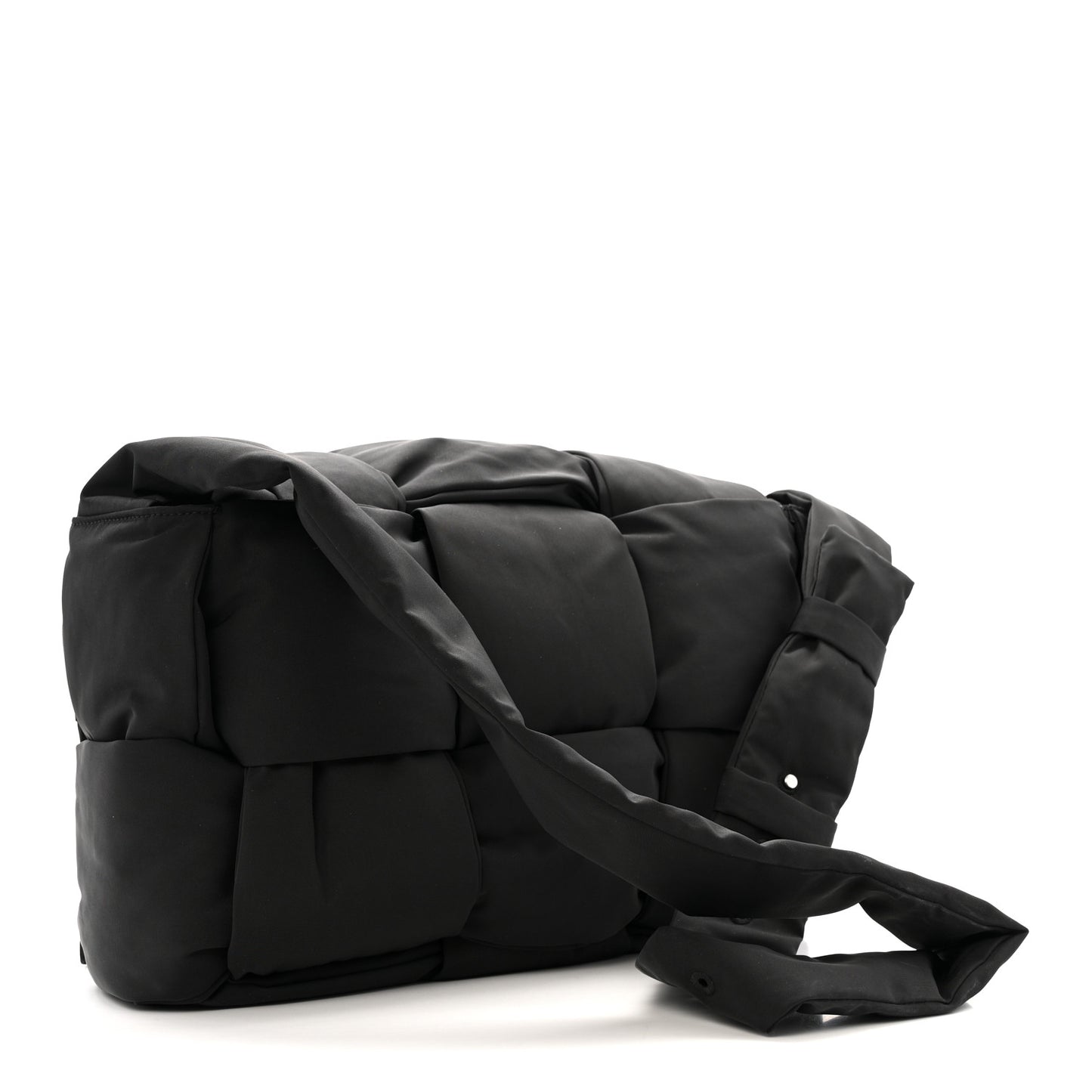 Nylon Intrecciato Padded Tech Maxi Cassette Bag Black