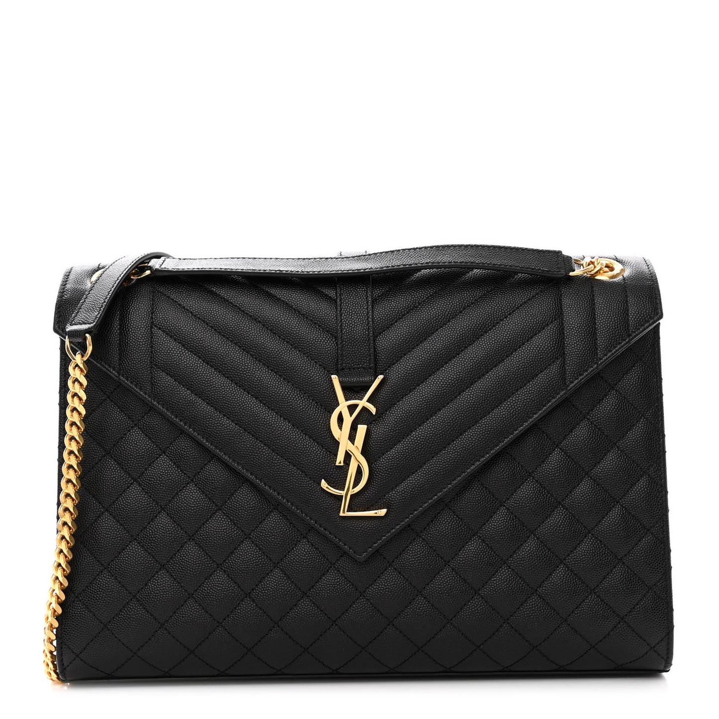Grain De Poudre Textured Mixed Matelasse Large Triquilt Monogram Satchel Black