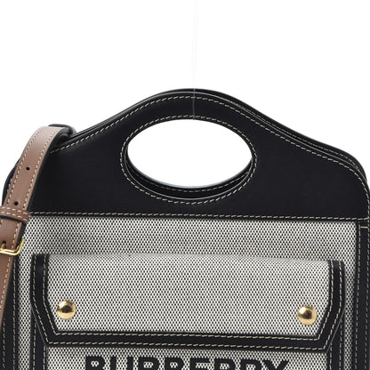 Burberry Smooth Calfskin Canvas Two Tone Mini Pocket Bag Black Tan 10 of 10