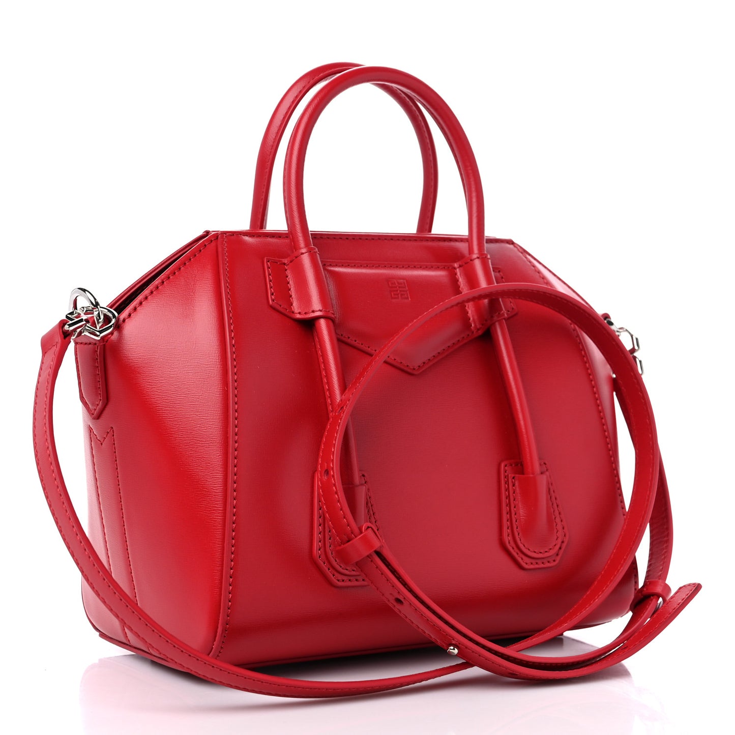Box Calfskin Mini Lock Antigona Shoulder Bag Red