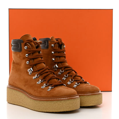 Hermes Suede Shearling Womens Discovery Ankle Boots 36 Camel Ecru 7 of 8