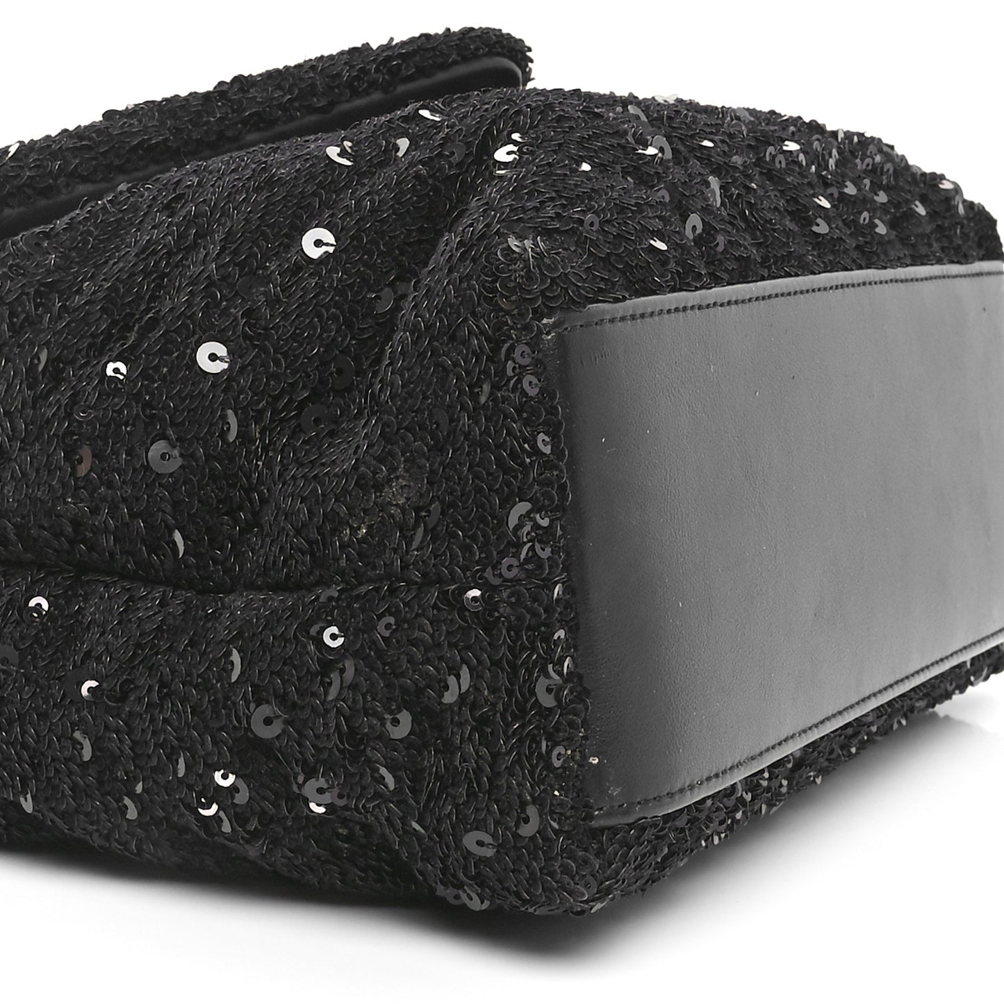 Sequin Y Quilted Monogram Small Loulou Chain Satchel Black