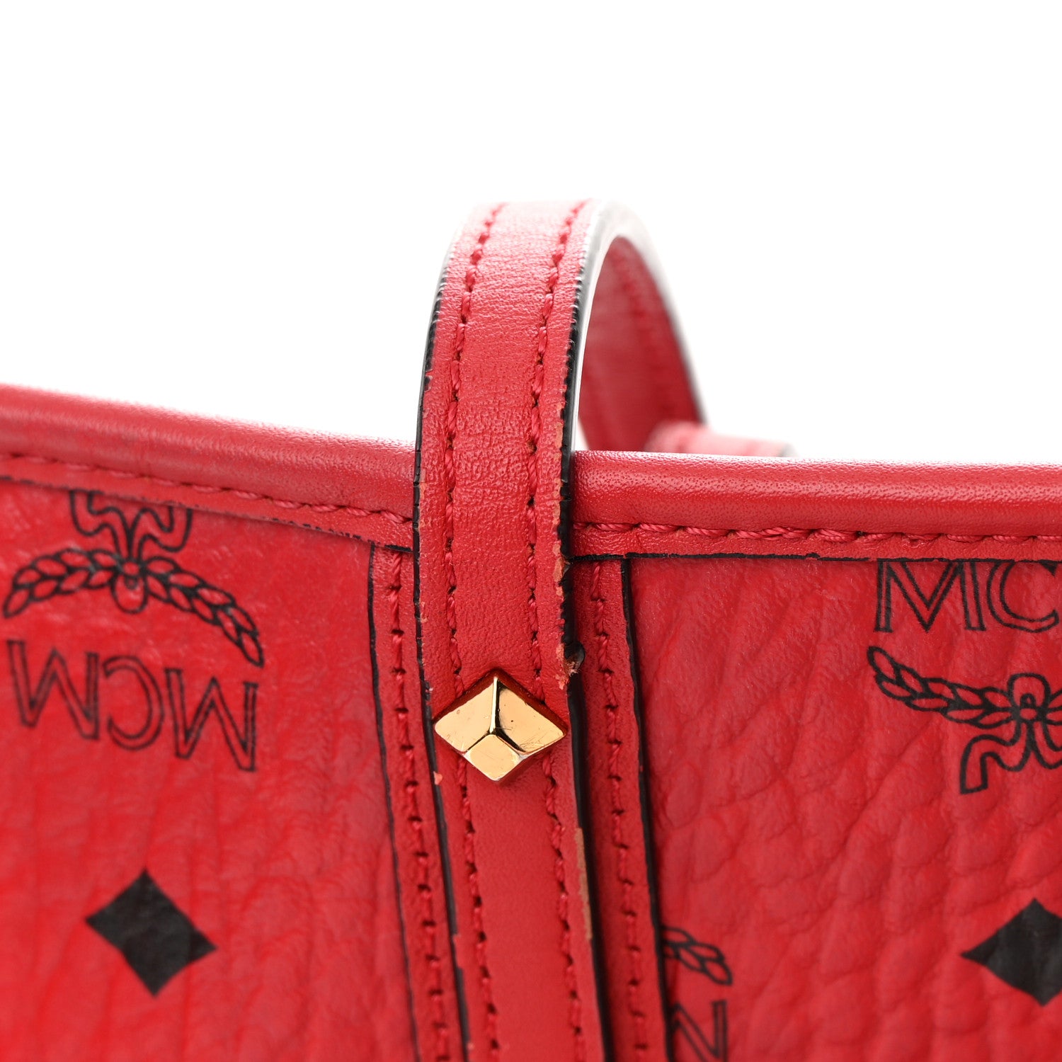 MCM Visetos Medium Anya Shopper Tote Ruby Red 20 of 26