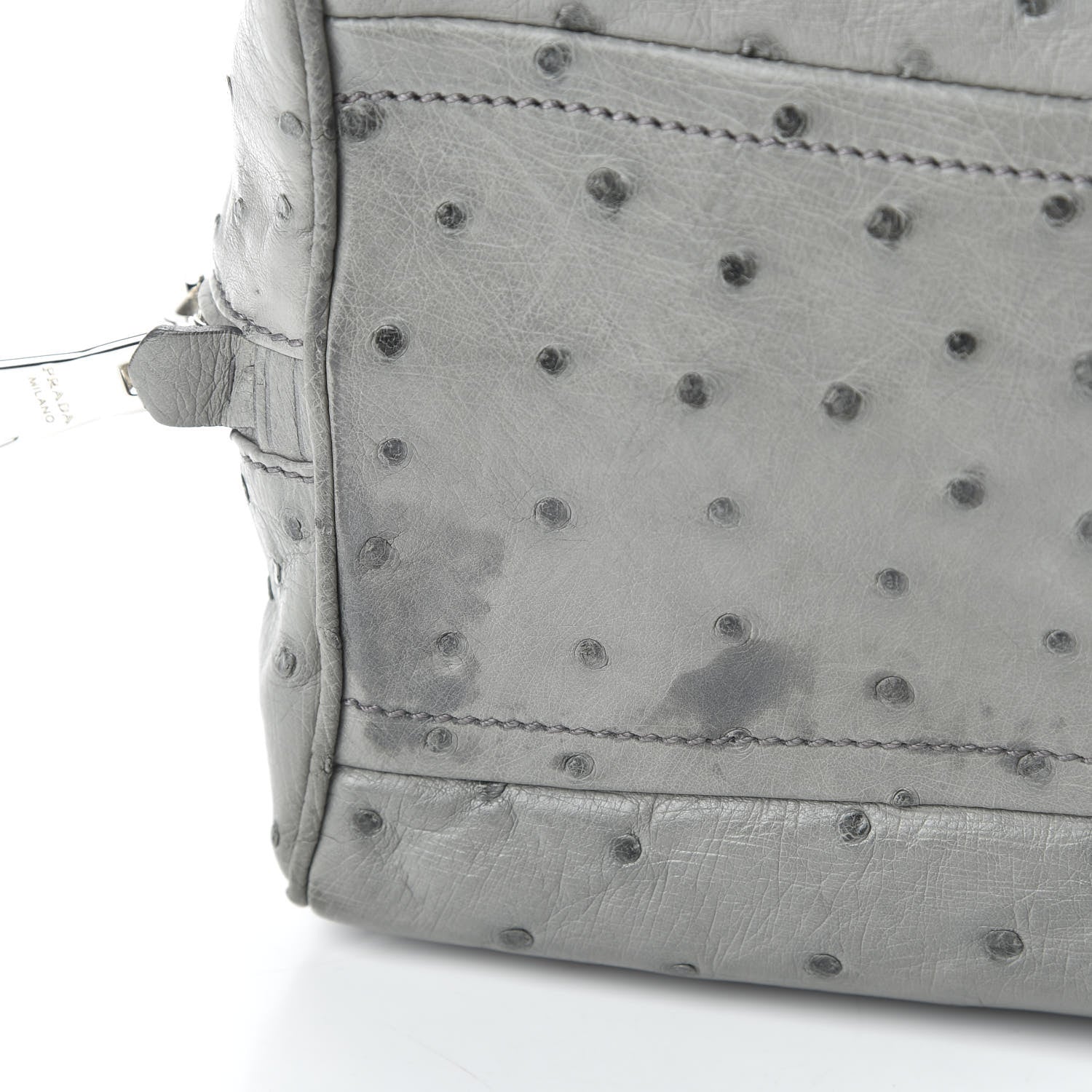 Prada Ostrich Lage Inside Tote Grey 9 of 9