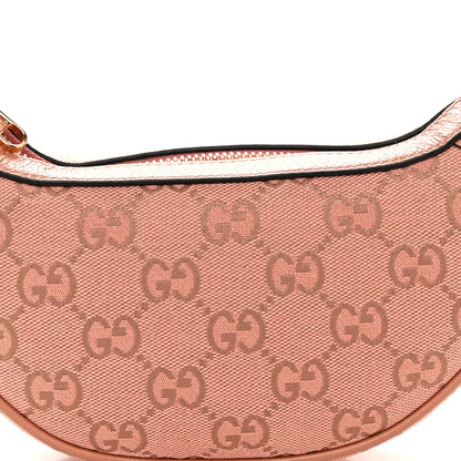 Gucci GG Supreme Monogram Textured Calfskin Web Mini Ophidia Half Moon Hobo Rose Pink 8 of 10