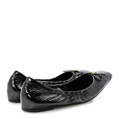 Valentino Garavani Naplack Nappa Vlogo Bow Mary Jane Ballerina Flats 37 Black 5 of 10