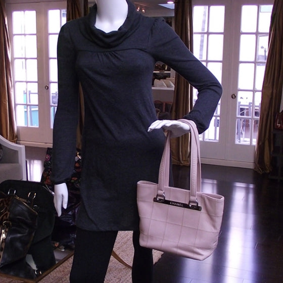 Caviar Square Stitched Tote Pink