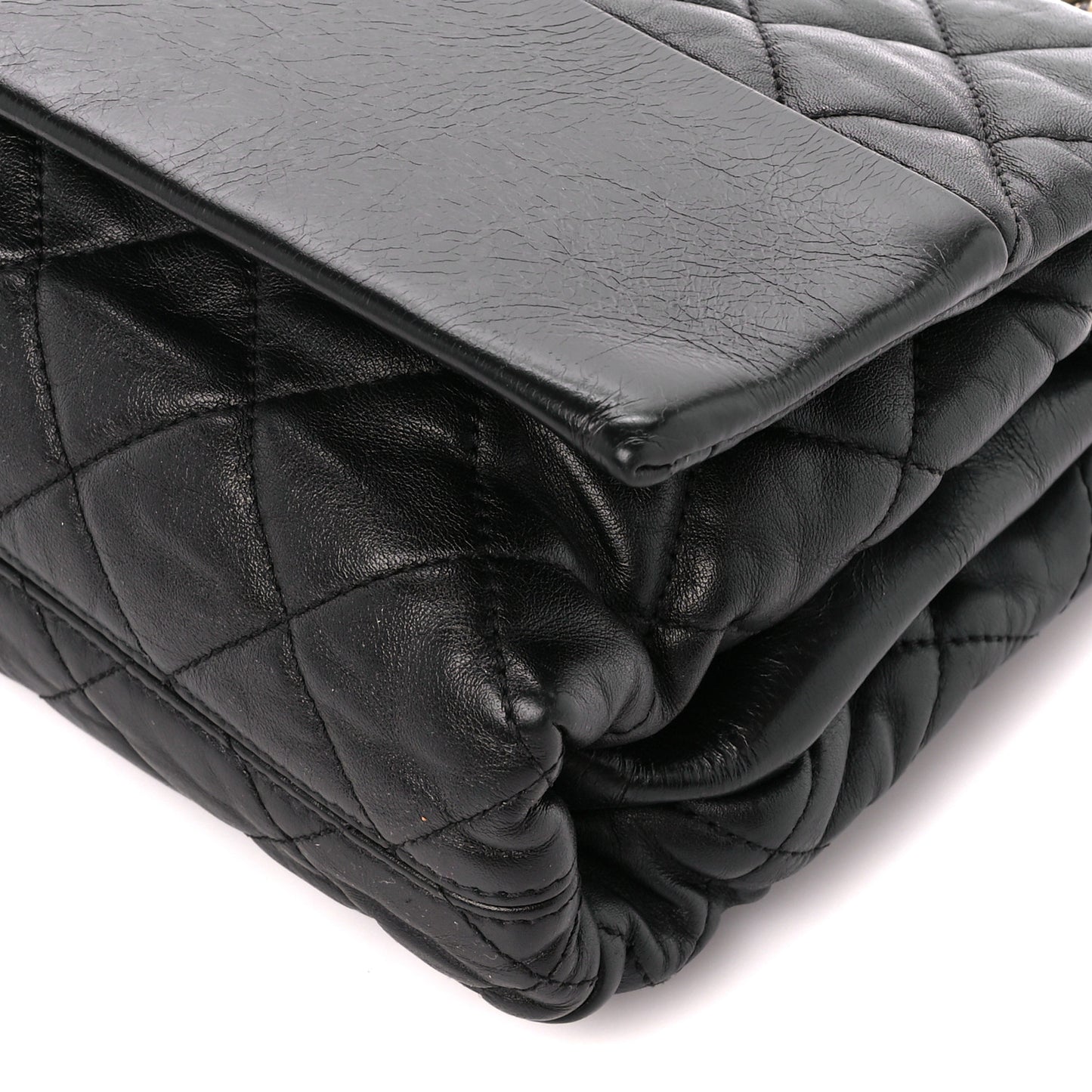 Calfskin Quilted Jumbo Soft Elegance Flap Black