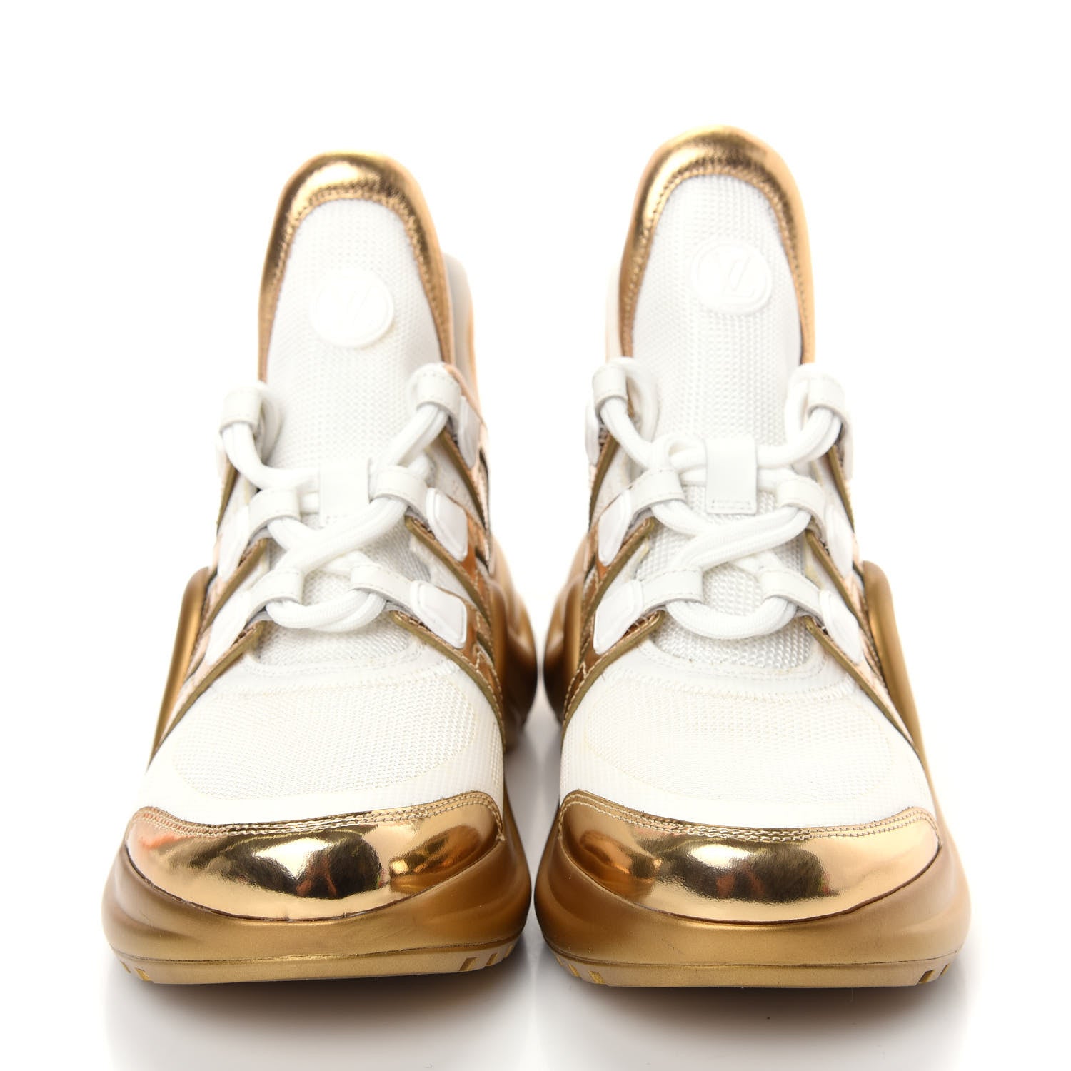 Louis Vuitton Metallic Calfskin Technical Nylon LV Archlight Sneakers 38 White Gold 2 of 11