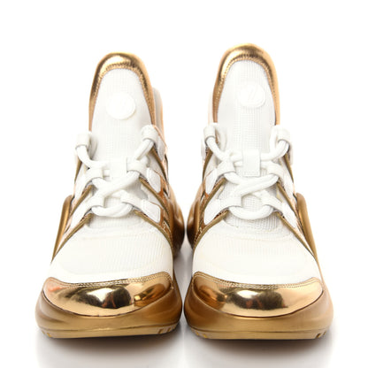 Louis Vuitton Metallic Calfskin Technical Nylon LV Archlight Sneakers 38 White Gold 2 of 11