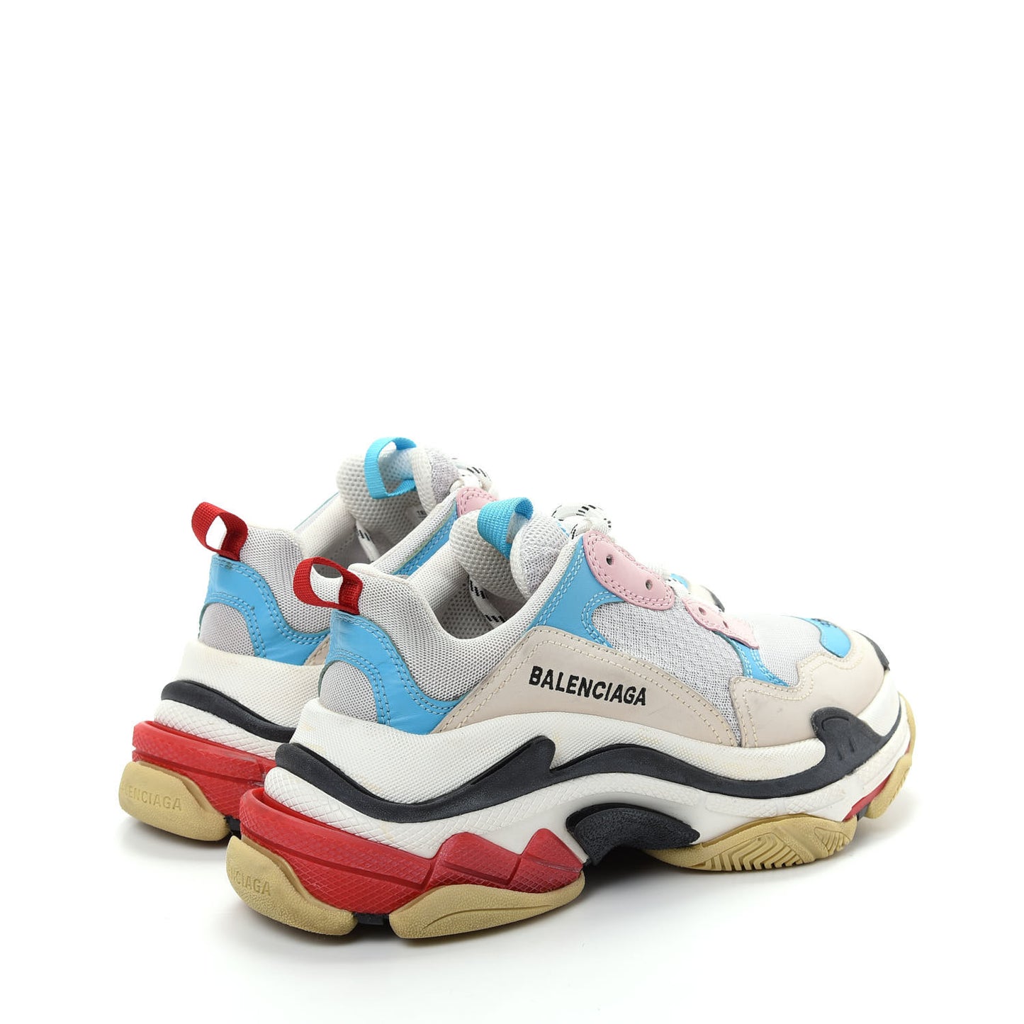 Fabric Mesh Womens Triple S Sneakers 38 White Blue Pink
