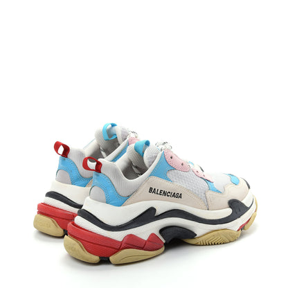 Balenciaga Fabric Mesh Womens Triple S Sneakers 38 White Blue Pink 4 of 10