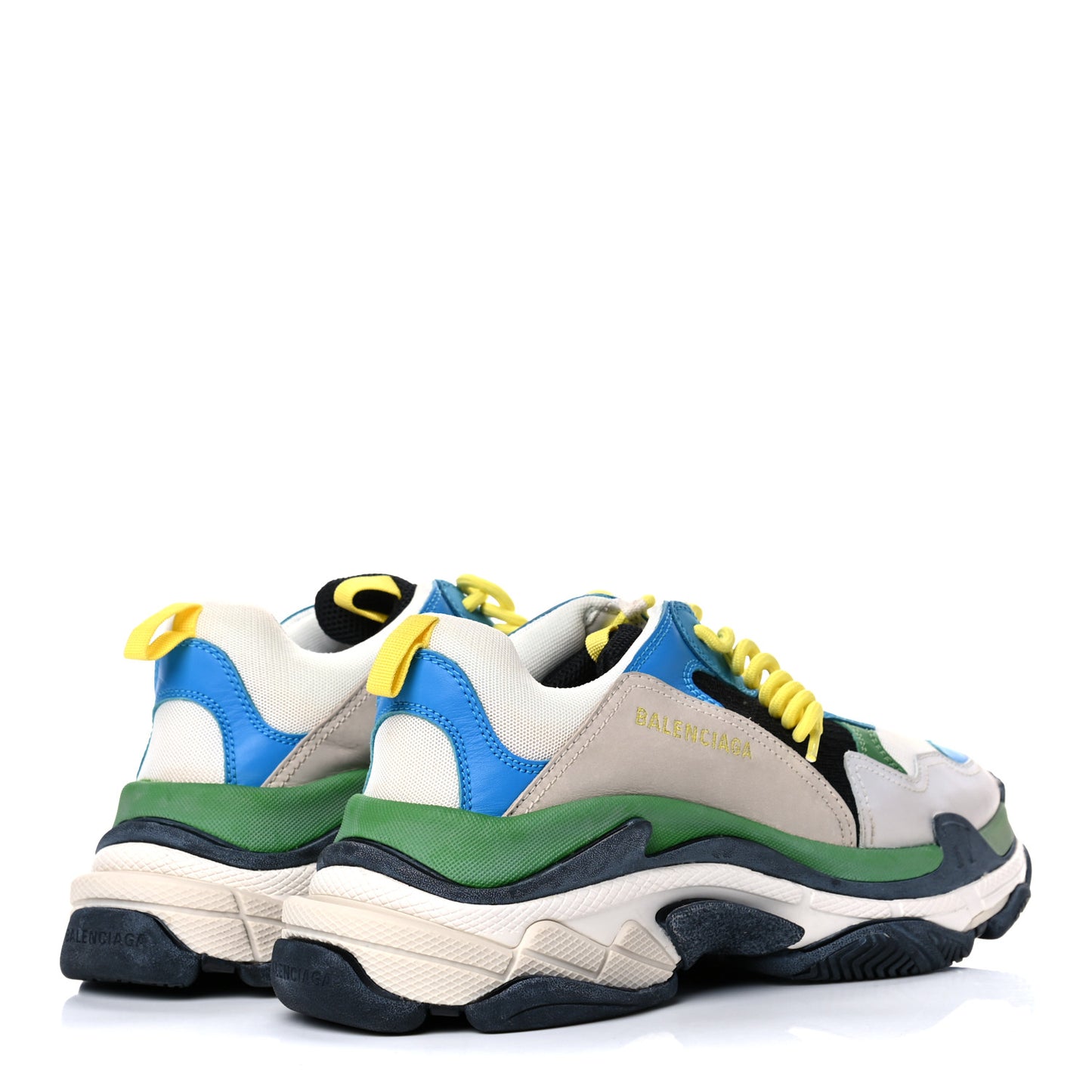 Fabric Mesh Nappa Mens Triple S Sneakers 43 Bleu White Vert Jaune