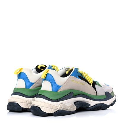 Balenciaga Fabric Mesh Nappa Mens Triple S Sneakers 43 Bleu White Vert Jaune 4 of 17