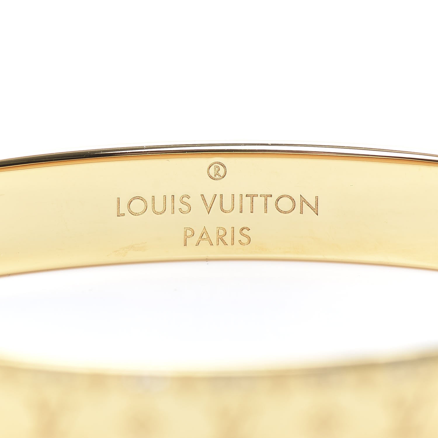 Louis Vuitton Brass Crystal Monogram Nanogram Strass Cuff S Gold 4 of 7