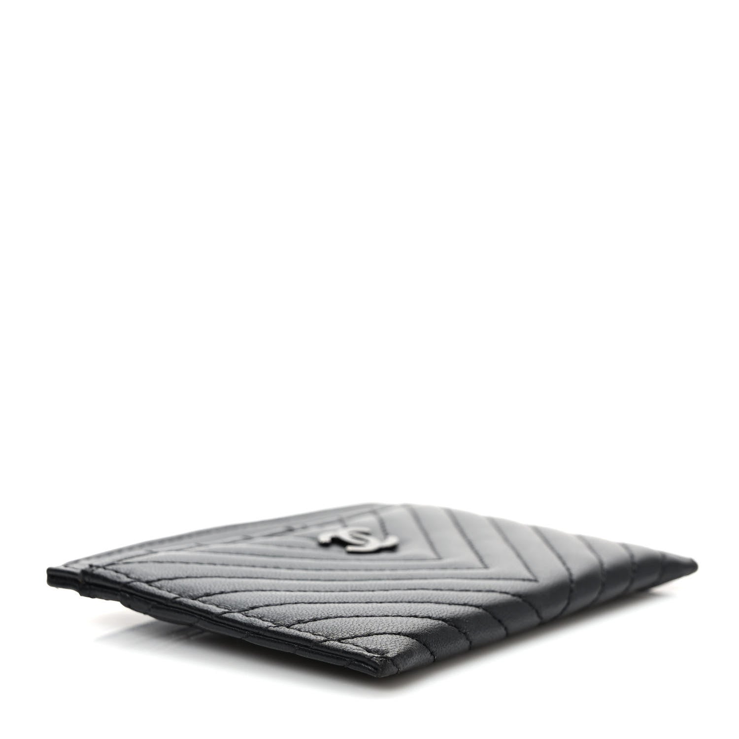 Chanel Lambskin Chevron Quilted Card Holder So Black 4 of 8