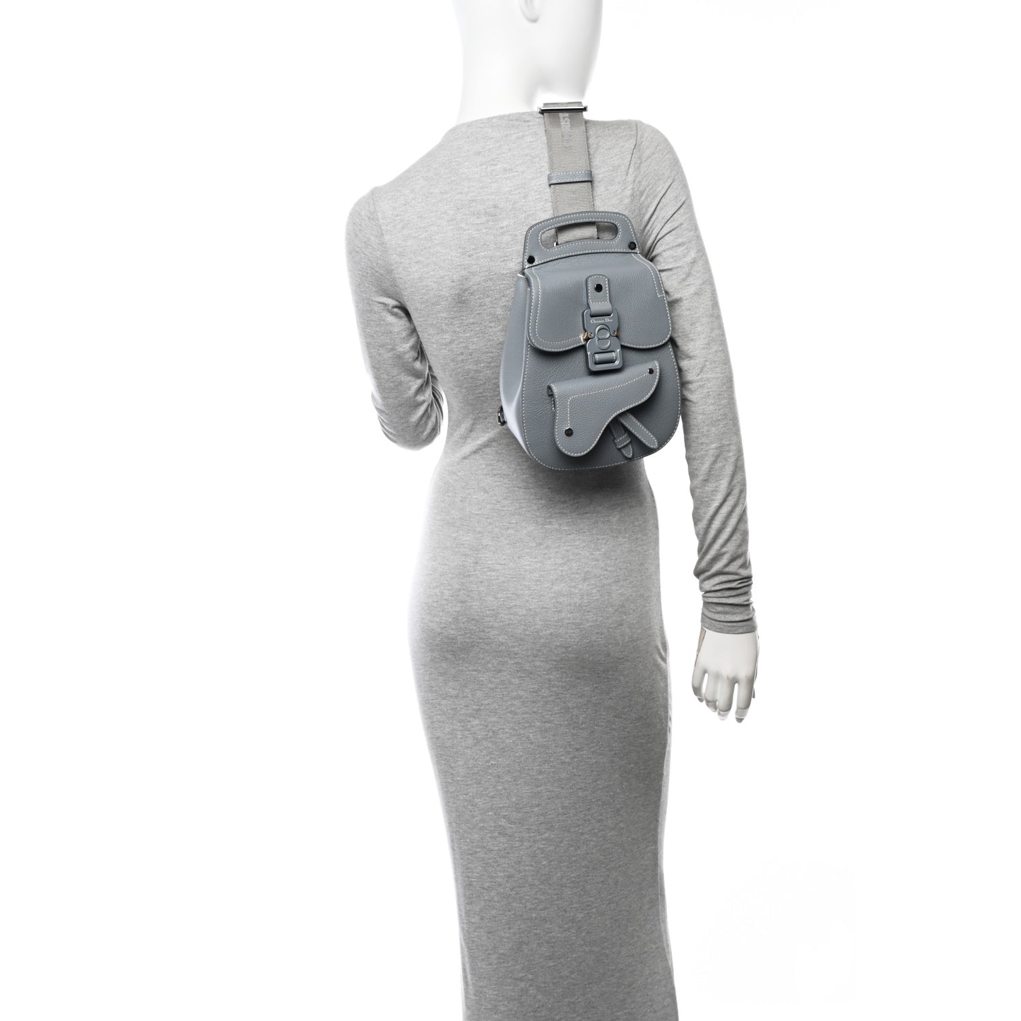Grained Calfskin Mini Gallop Sling Bag Grey