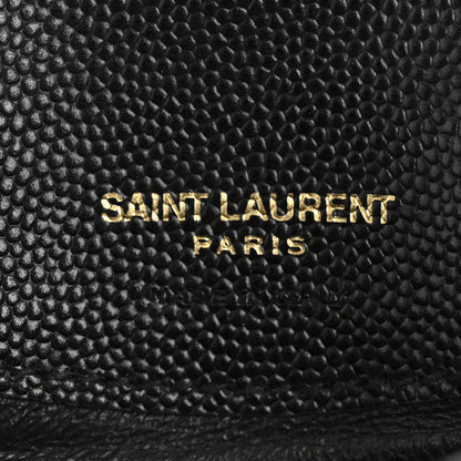 Saint Laurent Grain De Poudre Matelasse Chevron Monogram Compact Wallet Black 6 of 7