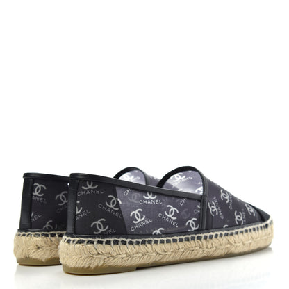 Chanel Mesh Grosgrain CC Espadrilles 38 Black White 4 of 10