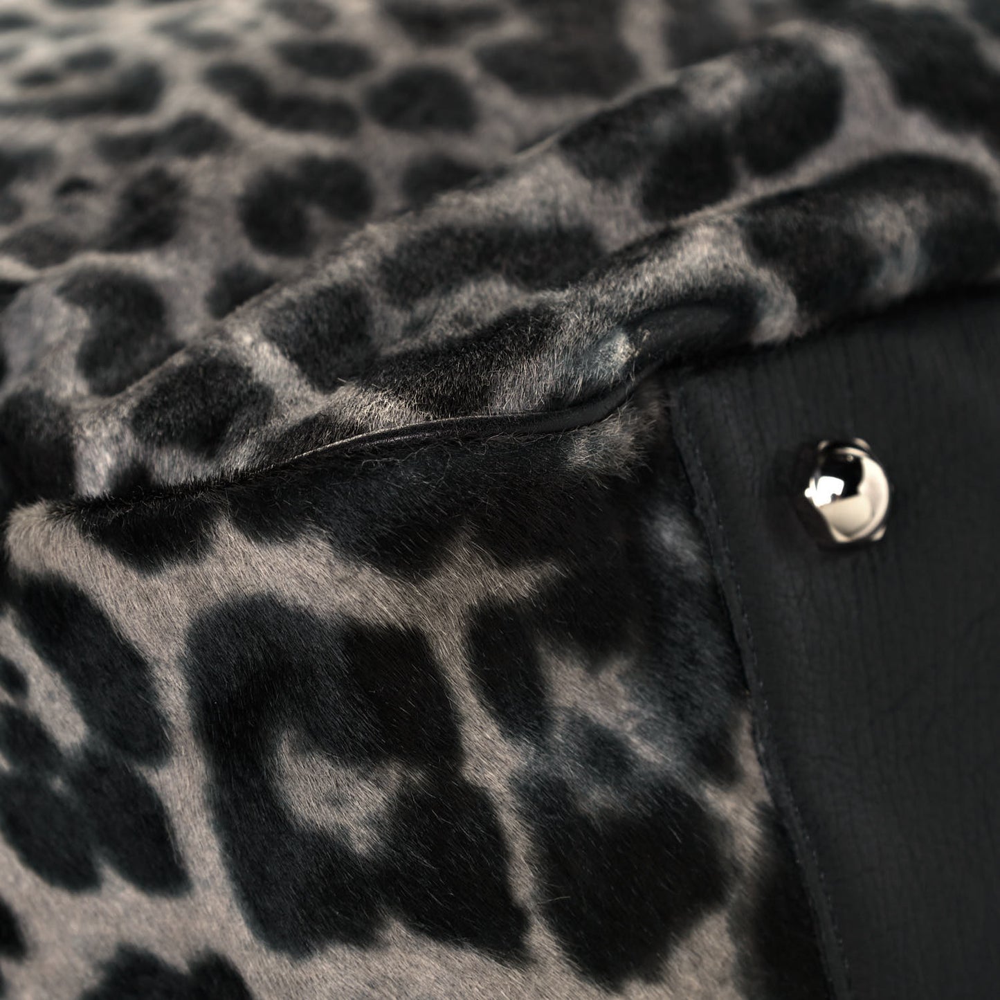 Calf Hair Stingray Leopard Print Large Roady Hobo Black