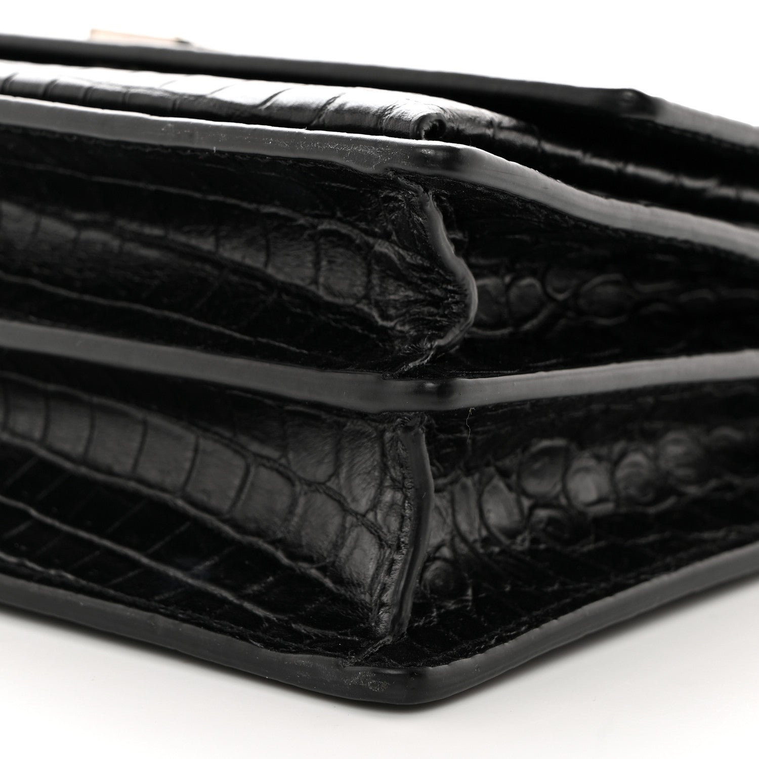 Saint Laurent Calfskin Crocodile Embossed Medium Monogram Sunset Black 10 of 10