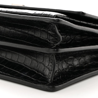 Saint Laurent Calfskin Crocodile Embossed Medium Monogram Sunset Black 10 of 10