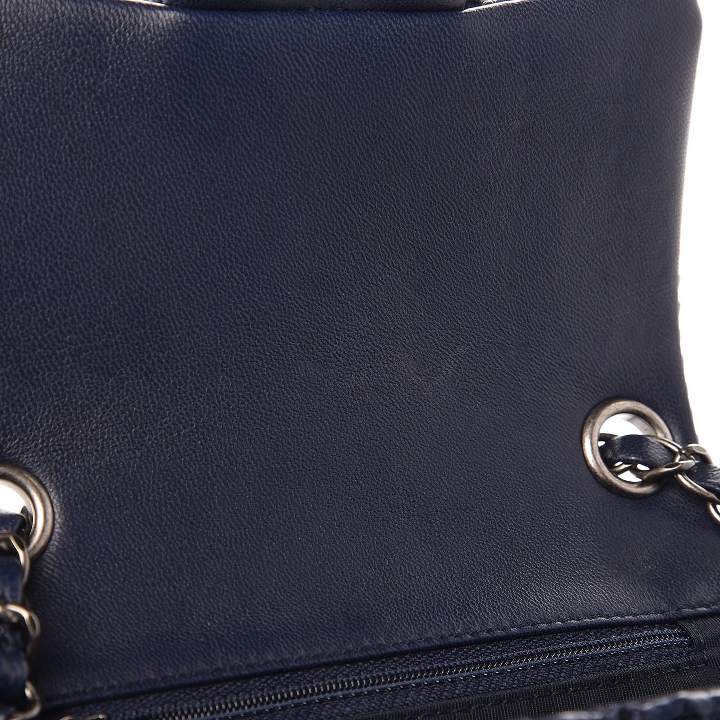 Lambskin Embroidered Small Flap Navy