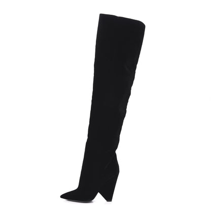 Saint Laurent Velvet Niki 105 Thigh High Boots 36.5 Black 1 of 8