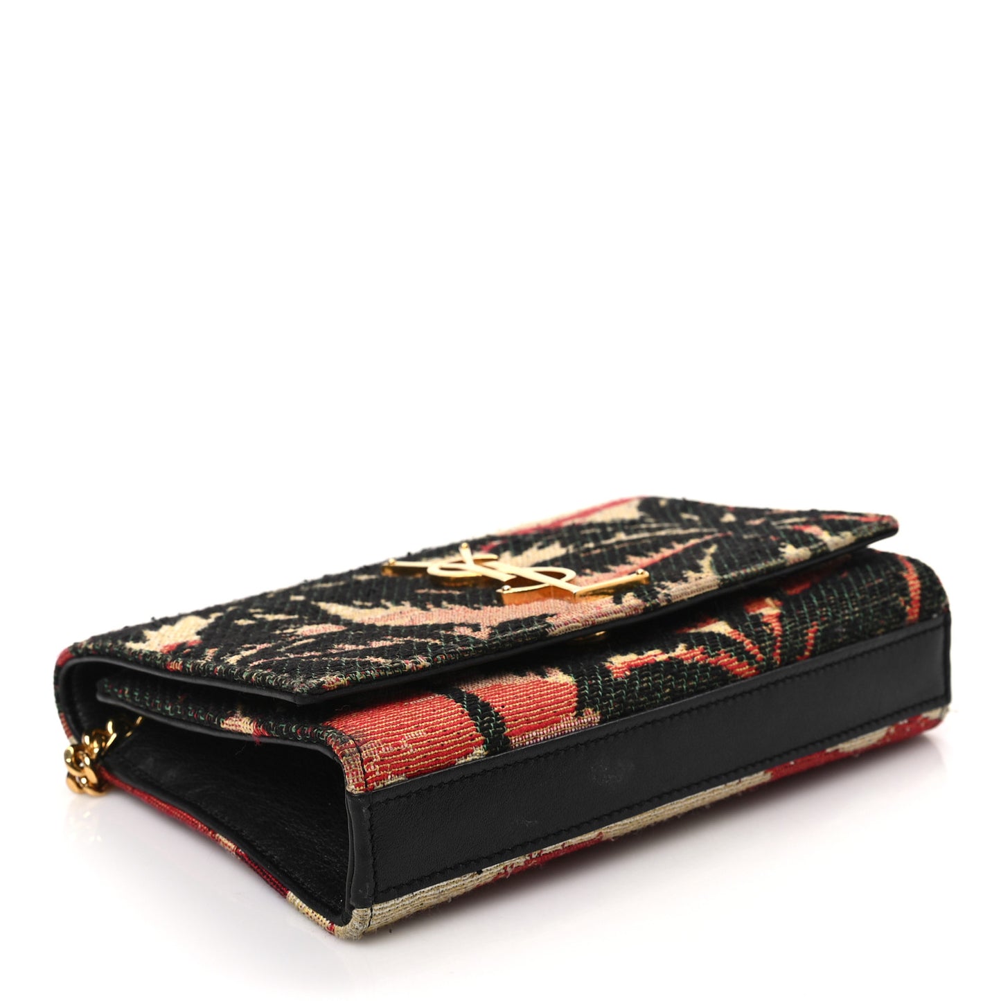 Jacquard Calfskin Sunset Small Monogram Kate Satchel Black