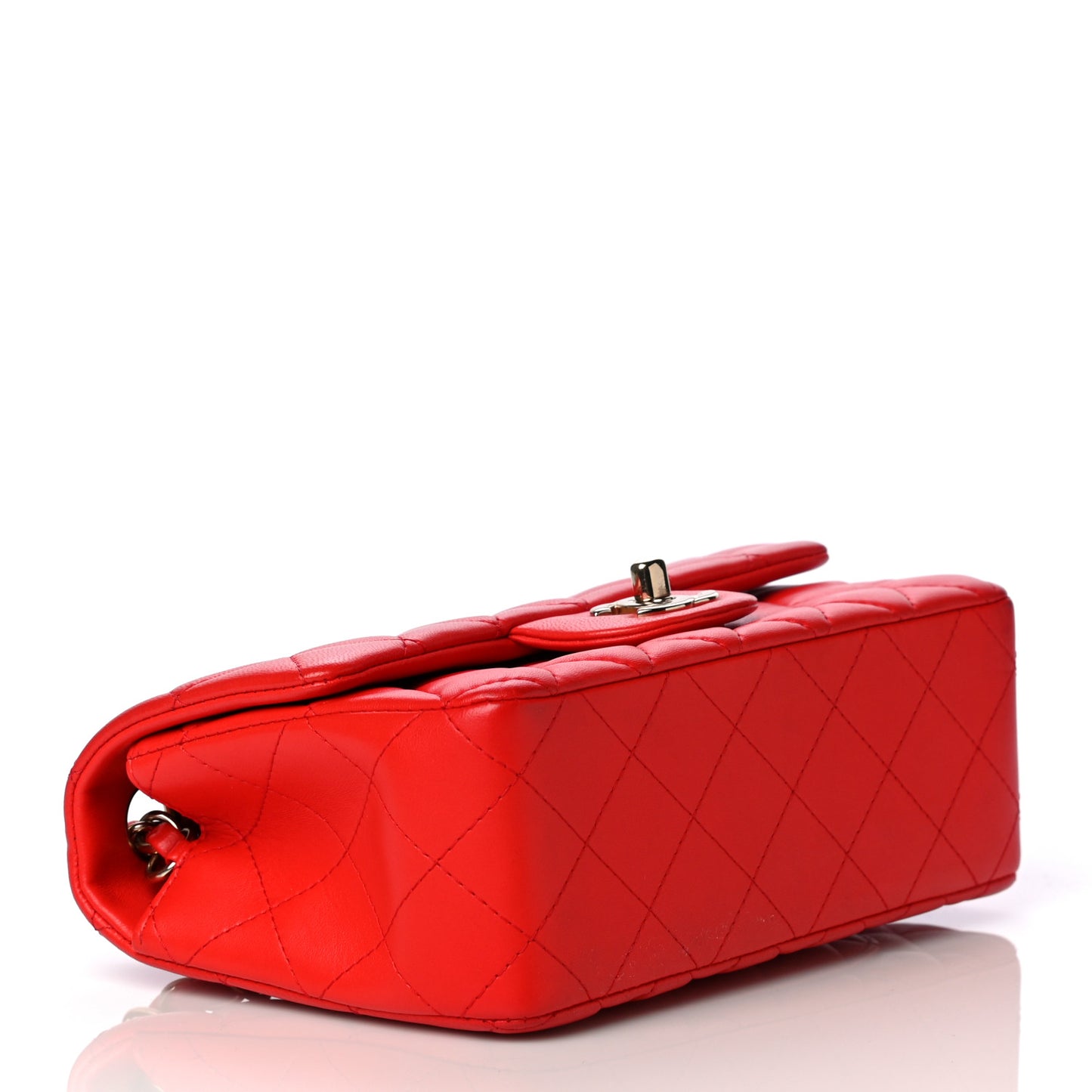 Lambskin Quilted Mini Rectangular Flap Red