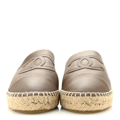 Chanel Calfskin CC Espadrille Mules 39 Dark Beige 3 of 10