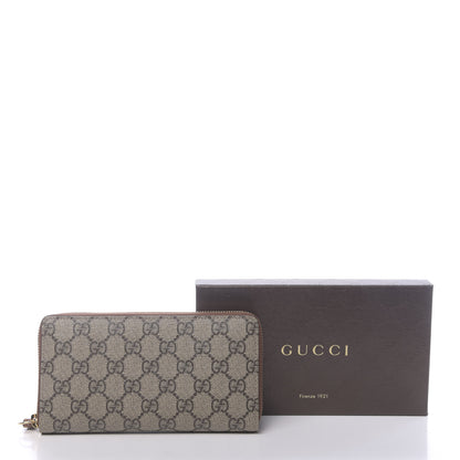 Gucci GG Supreme Monogram Cuoio Toscano Zip Around Wallet Beige Ebony Cuir 8 of 8