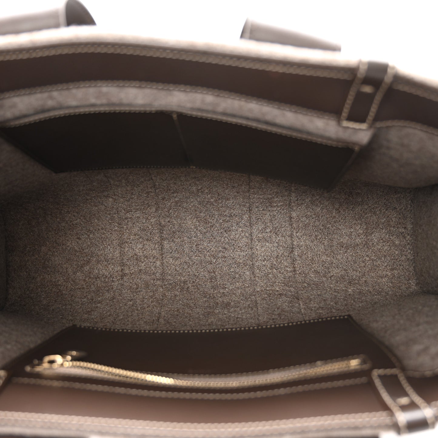 Felt Large Woody Ribbon Tote Deep Beige