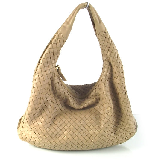 Leather Woven Hobo Camel