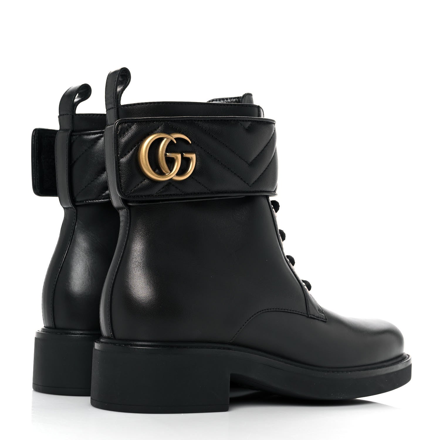 Gucci Flores Calfskin Nappa Matelasse GG 40mm Ankle Boots 38.5 Black 4 of 8