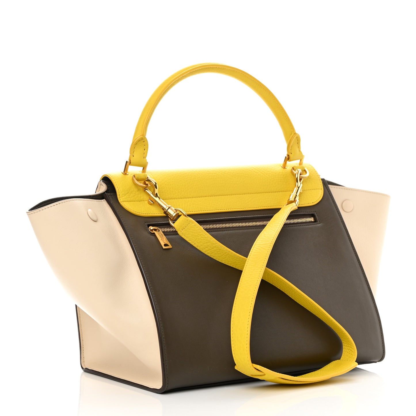 Elephant Calfskin Small Tri-Color Trapeze Yellow