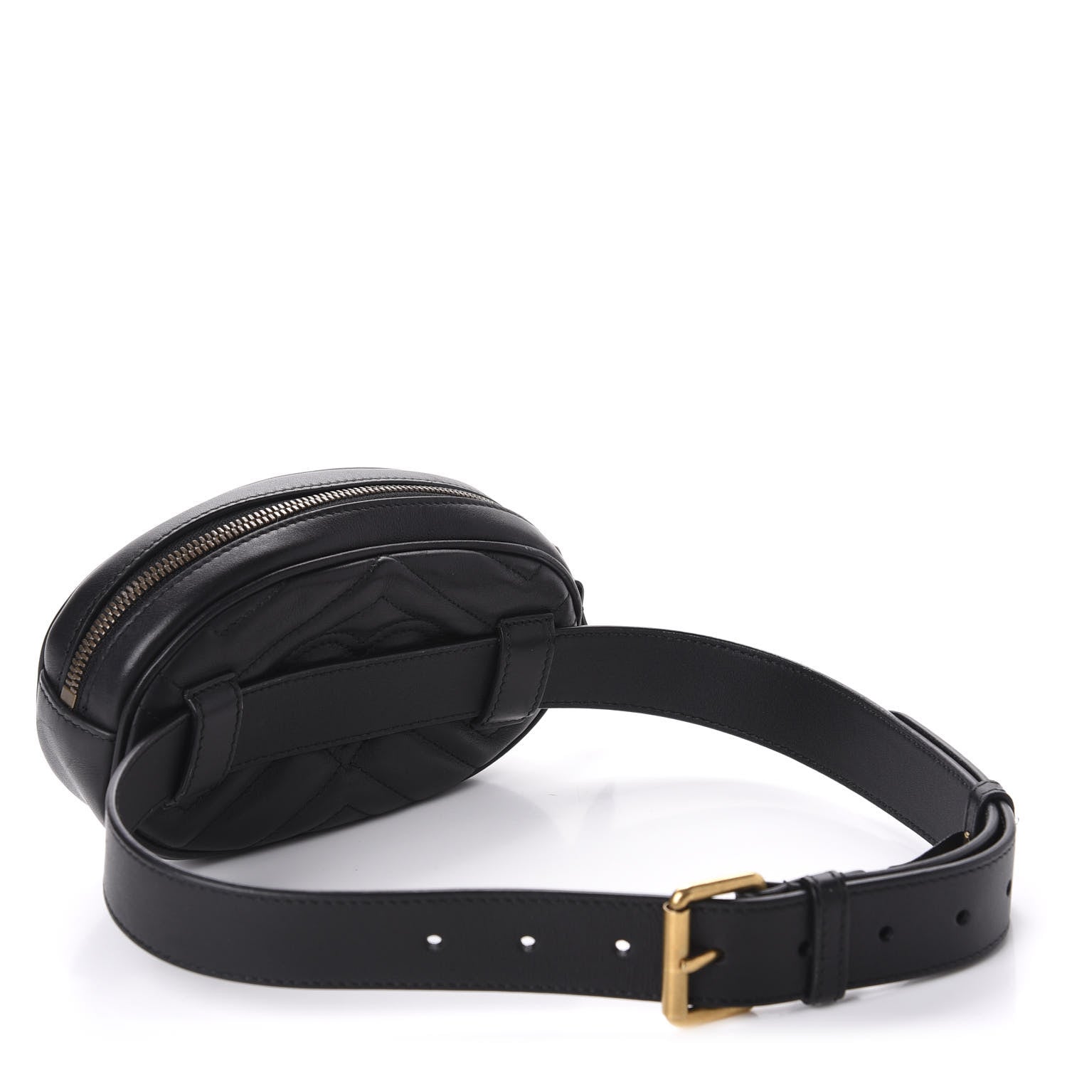 Gucci Calfskin Matelasse GG Marmont Belt Bag 75 30 Black 3 of 11