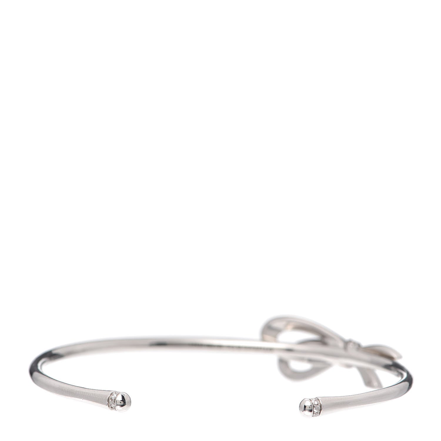 Tiffany 18K White Gold Diamond Bow Cuff Bracelet 3 of 5