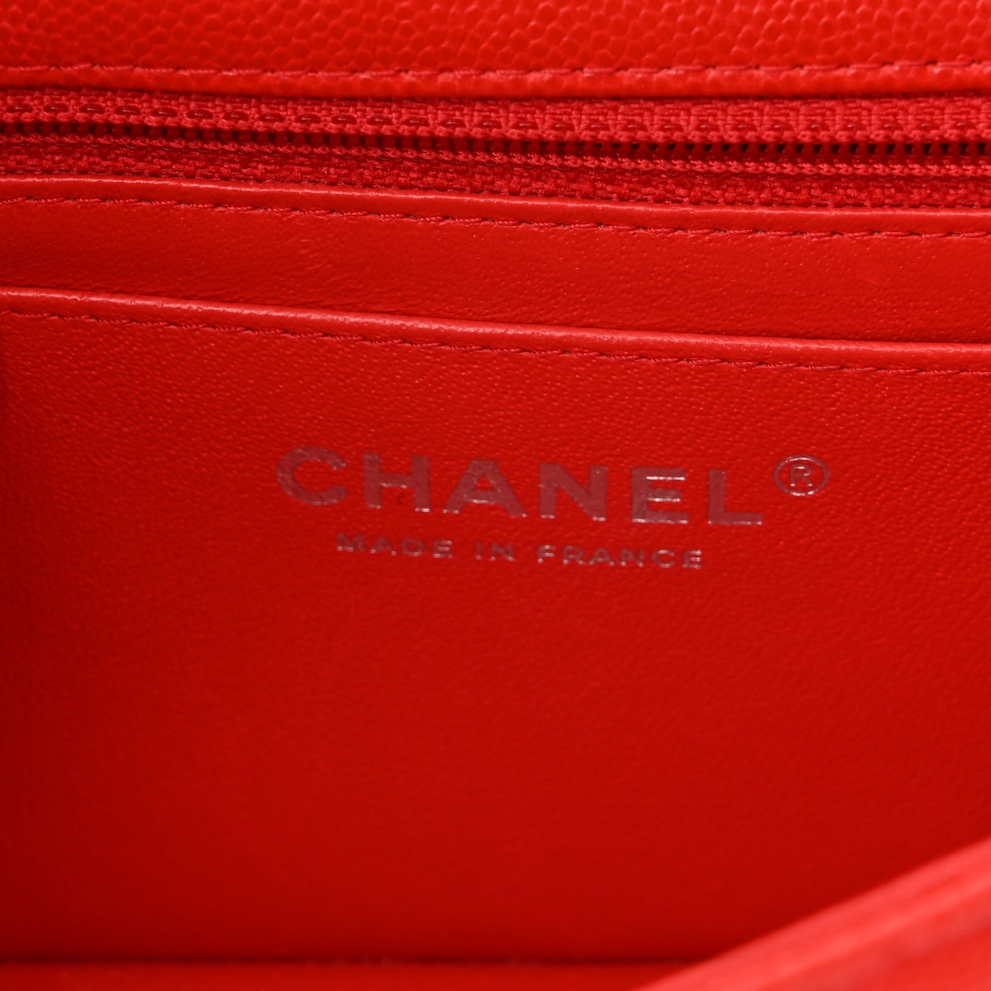 Caviar Chevron Quilted Mini Rectangular Flap Red