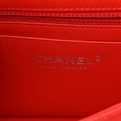 Chanel Caviar Chevron Quilted Mini Rectangular Flap Red 6 of 11