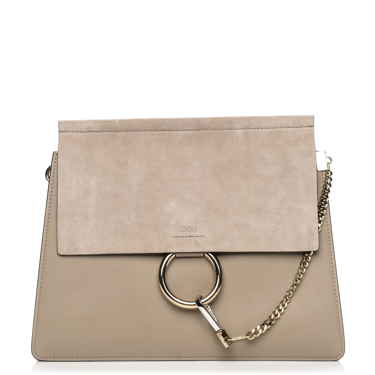 Calfskin Suede Medium Faye Shoulder Bag Motty Grey