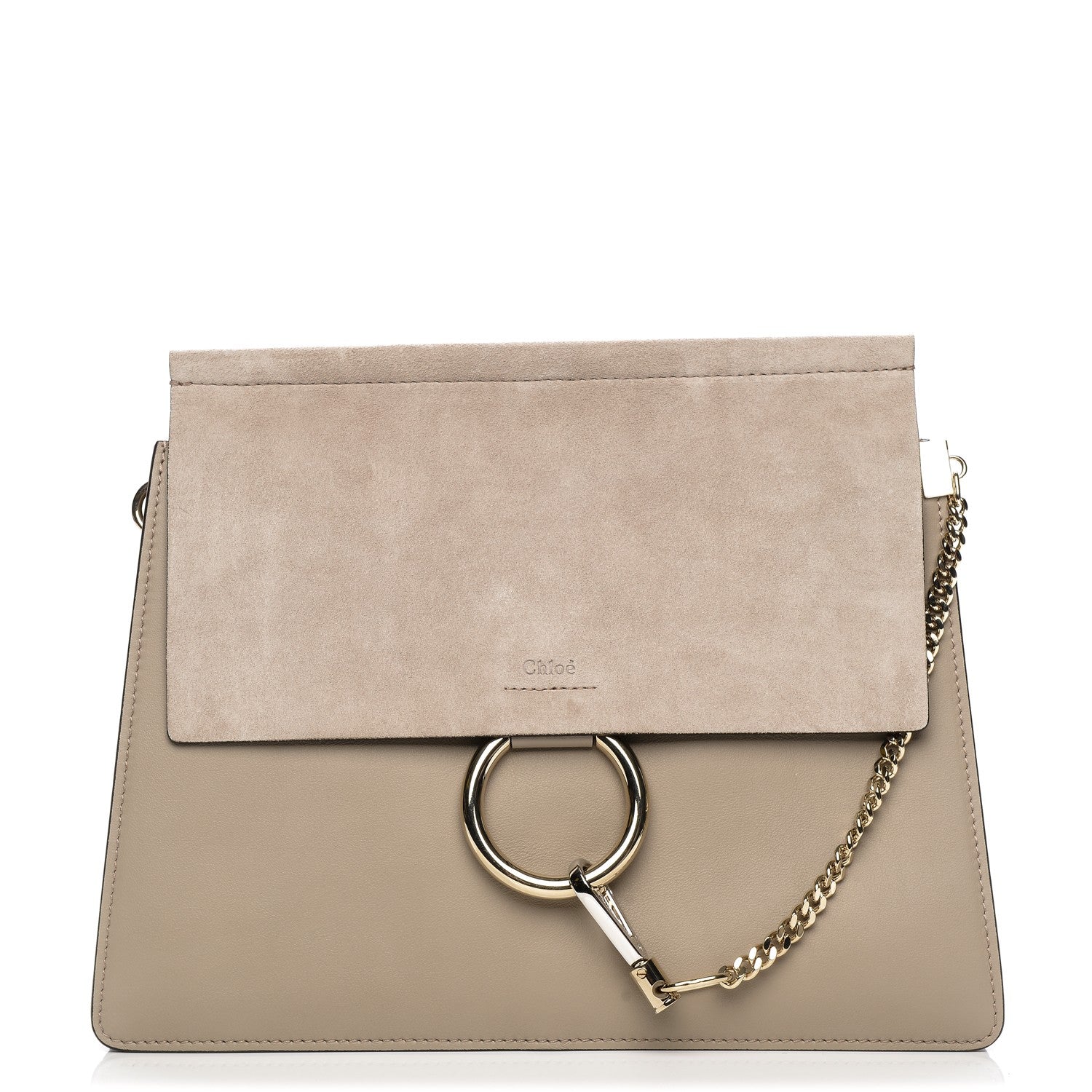 Chloe Calfskin Suede Medium Faye Shoulder Bag Motty Grey 1 of 7