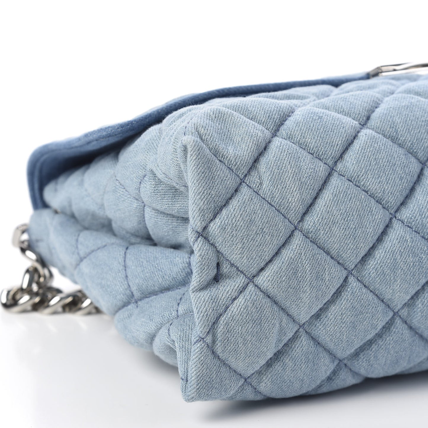 Eco Denim Quilted Large Beckett Shoulder Bag Blue