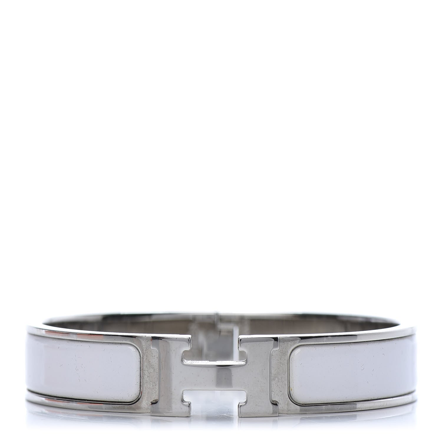 Hermes Enamel Narrow Clic Clac H Bracelet PM White 1 of 6