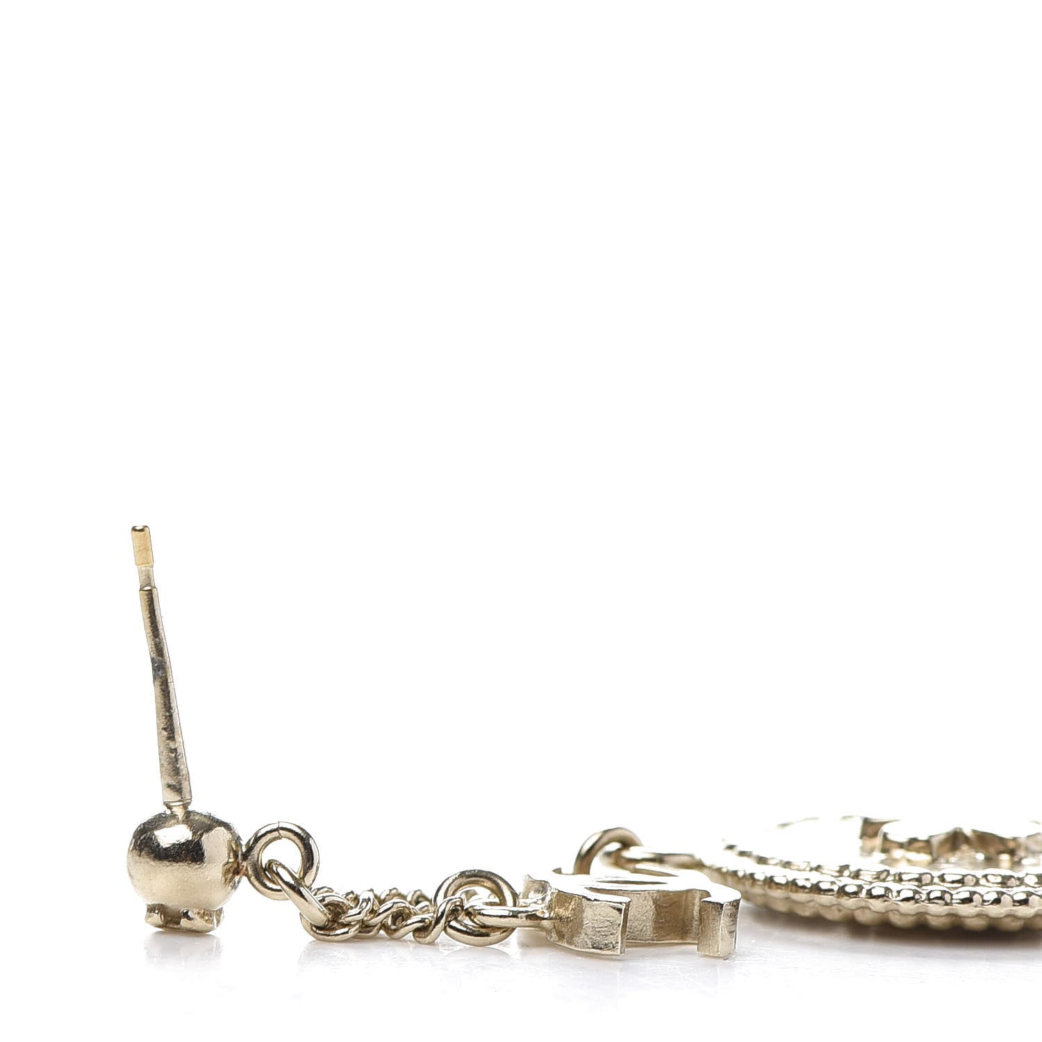 Chanel Medallion Clover CC Drop Earrings Light Gold 5 of 6