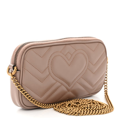 Gucci Calfskin Matelasse Mini GG Marmont Chain Crossbody Bag Porcelain Rose 3 of 10