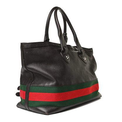 Gucci Calfskin Large Web Heritage Tote Dark Brown 3 of 28
