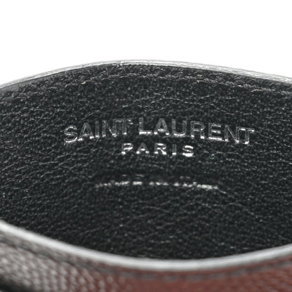 Saint Laurent Grain De Poudre Matelasse Chevron Monochrome Monogram Credit Card Case Black 6 of 11